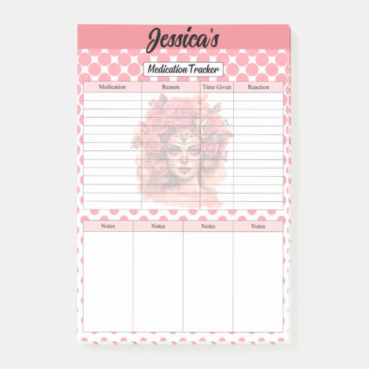 Post-it® Tracker des médicaments pour le crâne de sucre (Devant)