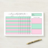 Post-it® Tracker hebdomadaire Mint & Pink (Sur un bureau)