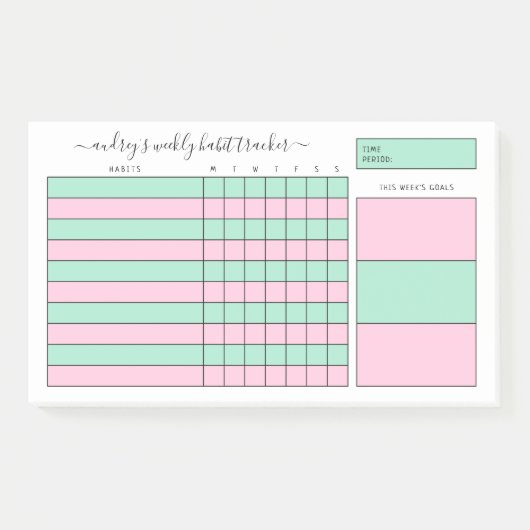 Post-it® Tracker hebdomadaire Mint & Pink (Devant)
