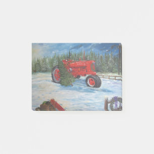 Post-it® Tracteur antique à une ferme d'arbre de Noël