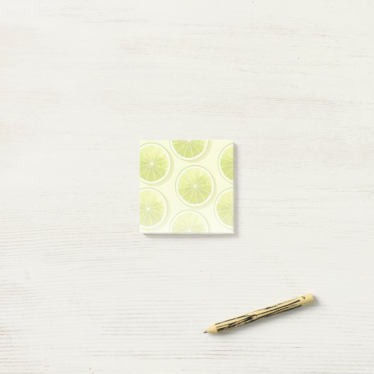 Post-it® Tranches de chaux sur Jaune clair (Sur un bureau)