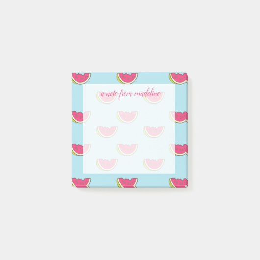 Post-it® Tranches de pastèque sur Motif Turquoise (Devant)