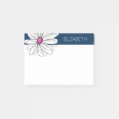Post-it® Trendy Daisy Floral Illustration - navy and pink (Devant)