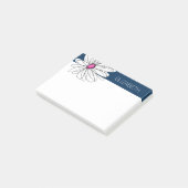 Post-it® Trendy Daisy Floral Illustration - navy and pink (Incliné)