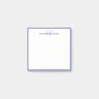 Post-it® Très Peri Blue Monogrammed Nom Minimaliste tendanc