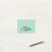 Post-it® Tricératops donnant des fleurs (Sur un bureau)