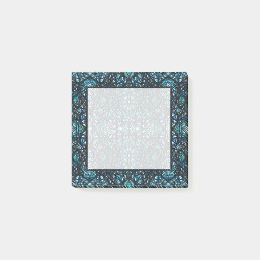 Post-it® Trickster Bleu Vert Noir Abstrait Encre De Chine A (Devant)