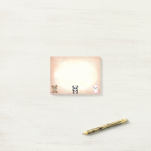 Post-it® Trois Beaux Petits Ours (Sur un bureau)