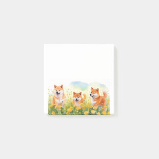 Post-it® trois mignonette shiba inus et des pandelions post