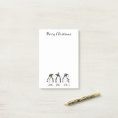 Post-it® Trois Pingouins Festifs De Noël Avec Texte Personn (Sur un bureau)