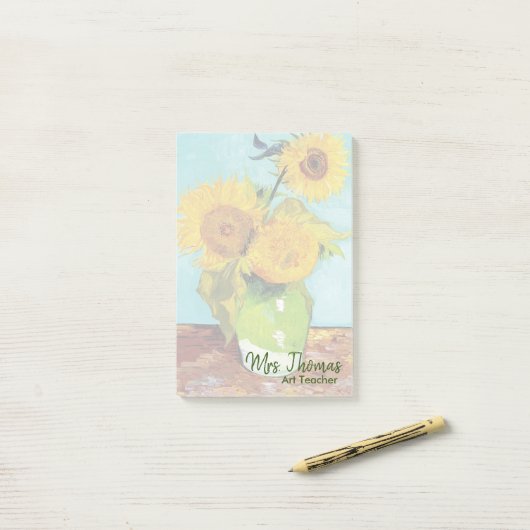Post-it® Trois tournesols Customisés Notes 4x6 (Sur un bureau)
