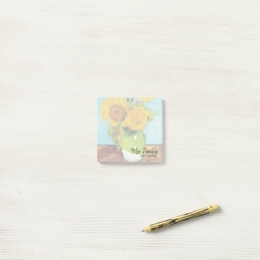 Post-it® Trois tournesols ont customisé les notes de (Sur un bureau)
