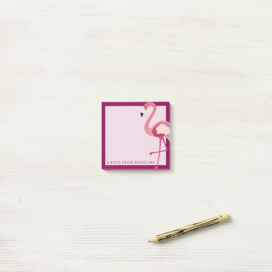 Post-it® Tropical | Flamant rose aquarelle (Sur un bureau)