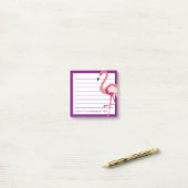 Post-it® Tropical | Flamant rose aquarelle (Sur un bureau)