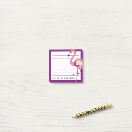 Post-it® Tropical | Flamant rose aquarelle (Sur un bureau)