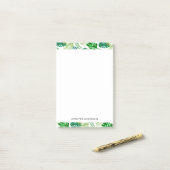 Post-it® Tropical Jungle Vert Blanc Monstera Palm Feuilles (Sur un bureau)
