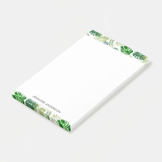 Post-it® Tropical Jungle Vert Blanc Monstera Palm Feuilles (Incliné)