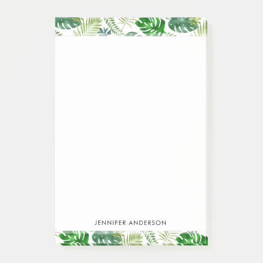 Post-it® Tropical Jungle Vert Blanc Monstera Palm Feuilles (Devant)