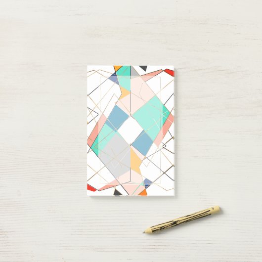 Post-it® Trucs géométriques Abstraits dorés modernes (Sur un bureau)