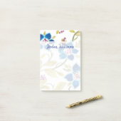 Post-it® Tuiles florales d'abbaye - fleurs bleues (Sur un bureau)