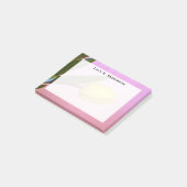 Post-it® Tulipe jaune Monogramme, feuilles vertes, sur rose (Incliné)