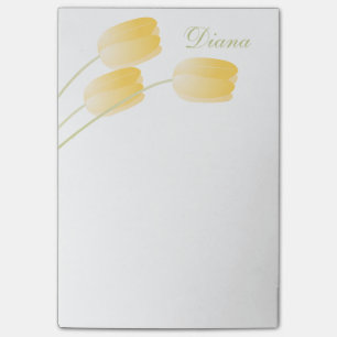 Post-it® Tulipes printanières jaunes florales avec nom pers