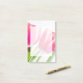 Post-it® Tulipes roses avec Feuille vert photo (Sur un bureau)