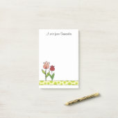Post-it® Tulipes rouges et roses Personnalisées 4 x 6 (Sur un bureau)