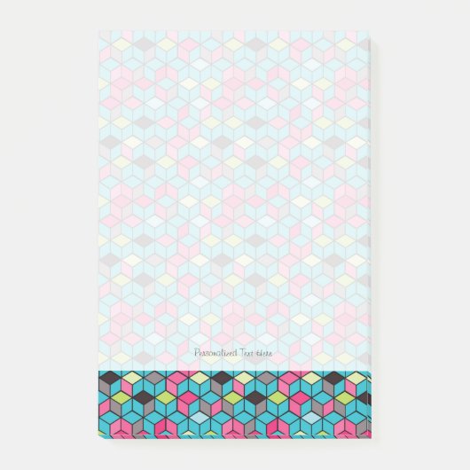 Post-it® Turqouise et Motif de Cube rose (Devant)