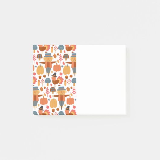 Post-it® Turquie et Scarecrow Thanksgiving Motif (Devant)