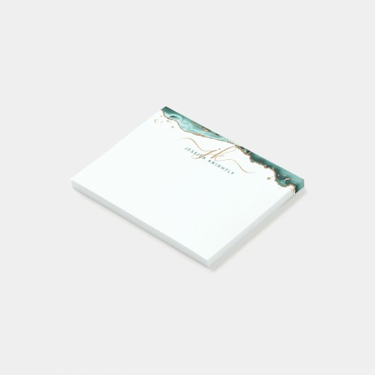 Post-it® Turquoise Agate Geode Gold Parties scintillant Scr (Incliné)