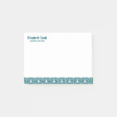 Post-it® Turquoise and White Art Deco Pattern, Custom Text (Devant)