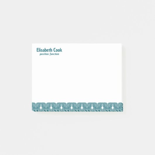 Post-it® Turquoise and White Art Deco Pattern, Custom Text (Devant)
