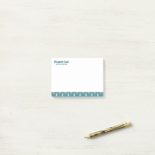 Post-it® Turquoise and White Art Deco Pattern, Custom Text (Sur un bureau)