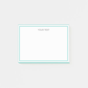 Post-it® Turquoise Aqua Blanc Nom encadré Monogramme