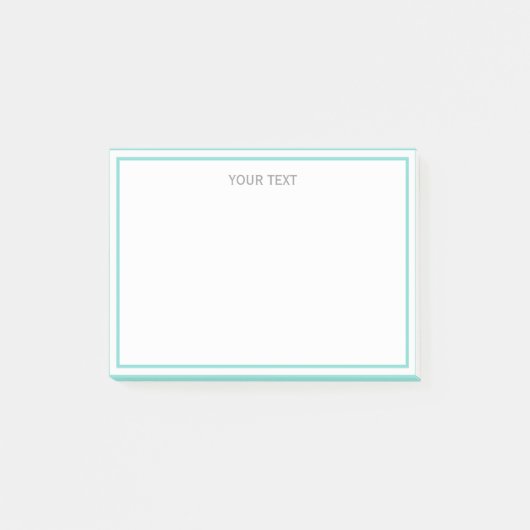 Post-it® Turquoise Aqua Blanc Nom encadré Monogramme (Devant)