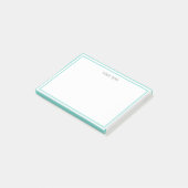 Post-it® Turquoise Aqua Blanc Nom encadré Monogramme (Incliné)