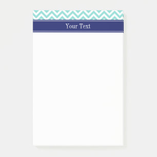 Post-it® Turquoise Aqua SLg Chevron Nom de la marine Monogr