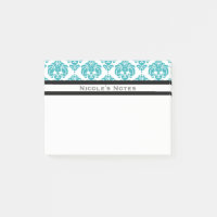 Turquoise Aqua White Damask Pattern Moderne Person
