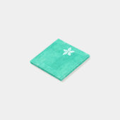 Post-it® Turquoise avec fleur blanche (Incliné)