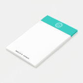 Post-it® Turquoise Blanc Clé grecque Cadre Ronde Monogramme (Incliné)
