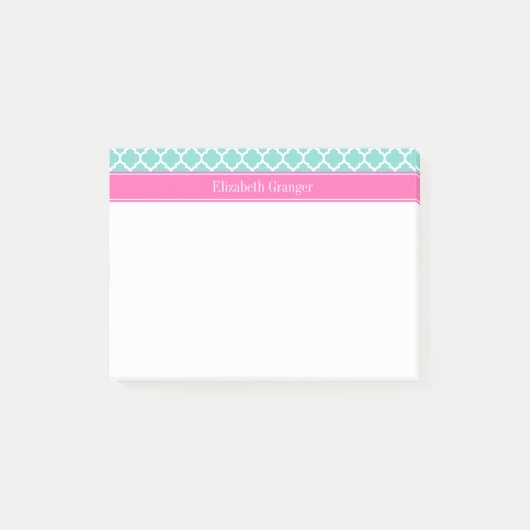 Post-it® Turquoise Blanc Marocain #5 Rose Chaud 2 Nom Monog (Devant)