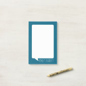 Post-it® Turquoise Bleu et Blanc Parler bulle Nom personnal (Sur un bureau)