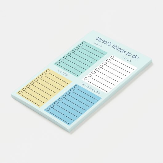 Post-it® Turquoise Bleu Jaune Organisé Choses à faire (Incliné)