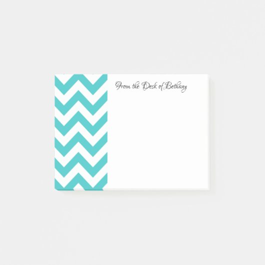 Post-it® Turquoise Chevron Personnalisé Post Notes (Devant)