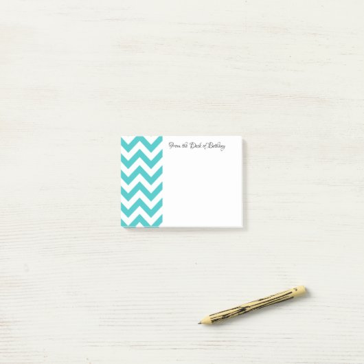 Post-it® Turquoise Chevron Personnalisé Post Notes (Sur un bureau)