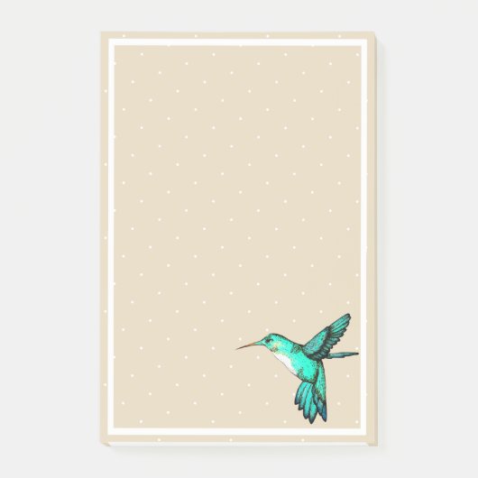 Post-it® Turquoise Colibri vert et points blancs (Devant)