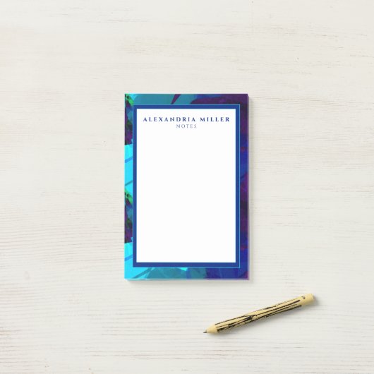 Post-it® Turquoise et violet Abstrait moderne (Sur un bureau)