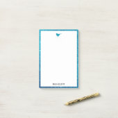 Post-it® Turquoise Faux Parties scintillant Oiseau et front (Sur un bureau)