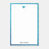 Post-it® Turquoise Faux Parties scintillant Oiseau et front (Devant)